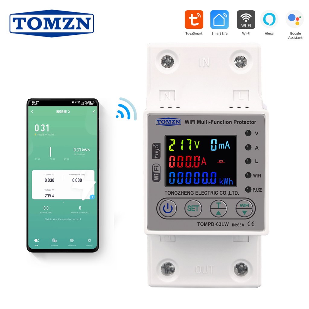 [INT-0035] TOMZN 4P Wi-Fi Voltage & Current Protector 63A